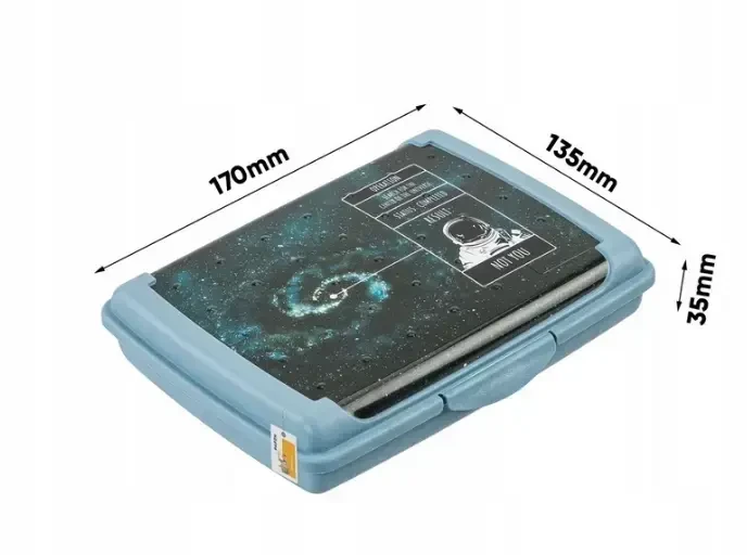 Mpl Power Keeeper maisto laikymo indelis su dekoratyvine spragtelėjimo formos dėžute, mini, 0,5 l, Carla „Cosmos“ 17 x 13 x 3,5 cm, mėlynas