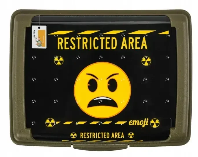 Mpl Power Keeeper maisto laikymo indelis „deco-click-box mini“ 0,5 l Carla „Emoji Danger“ 17 x 13 x 3,5 cm alyvuogių spalvos