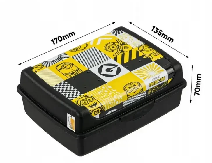 Mpl Power Keeeper maisto laikymo indelis dekoruotas, spustelėjant dėžutę, midi, 1 l, Carla "Minions Mosaic", 17 x 13 x 7 cm, juodas