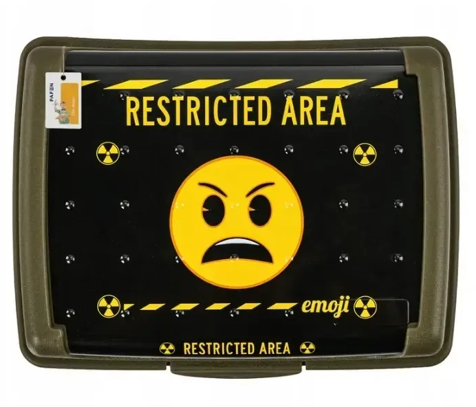 Mpl Power Keeeper maisto laikymo indelis „deco-click-box midi“, 1 l, Carla „Emoji Danger“, 17 x 13 x 7 cm, alyvuogių spalvos