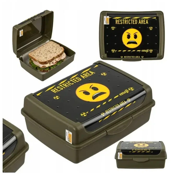 Mpl Power Keeeper maisto laikymo indelis „deco-click-box midi“, 1 l, Carla „Emoji Danger“, 17 x 13 x 7 cm, alyvuogių spalvos