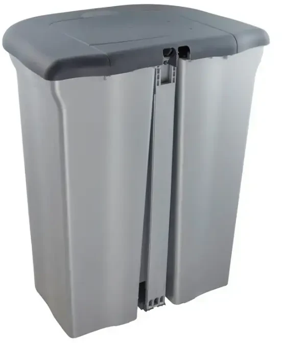 Comfort Keeeper šiukšliadėžė atliekų rūšiavimui su pedalu, 2x11 l, Torge, 37,5x29,5x46 cm, šviesus sidabras