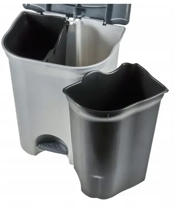 Comfort Keeeper šiukšliadėžė atliekų rūšiavimui su pedalu, 2x11 l, Torge, 37,5x29,5x46 cm, šviesus sidabras