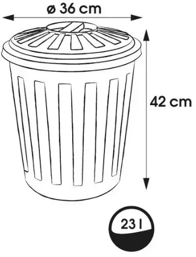 keeeper Abfalltonne"Maxi-Tonne" mit Deckel - 23 Liter - sidabrinis festschließendem