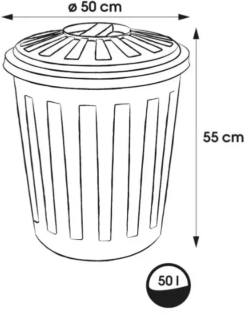 Keeeper atliekų konteineris „Kilimėliai“ 50L Maxi Ø50x55cm sidabrinis