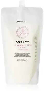 Kemon Actyva Colore Brillante Protection and Shine Mask Refill kaukės dažytiems plaukams papildymas, 500 ml