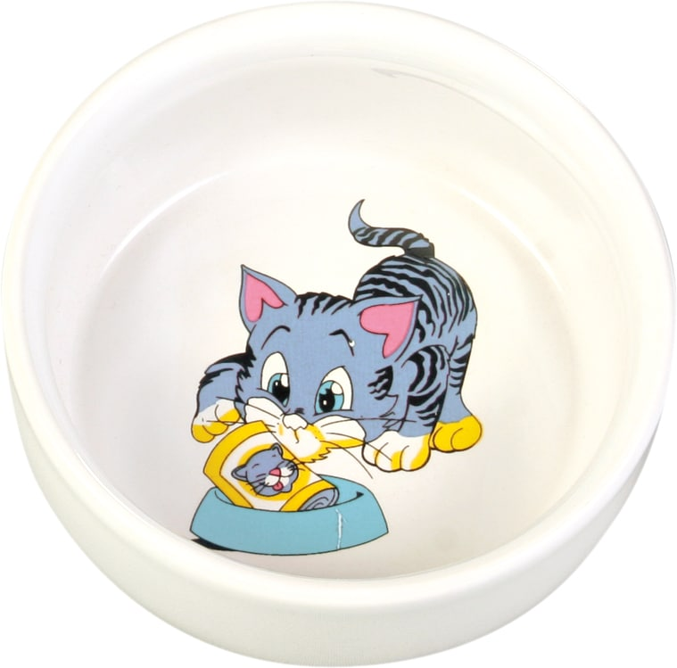 Trixie Dubenėlis su nupieštu katinu, keramika, 0.3 l/ 11 cm, baltas