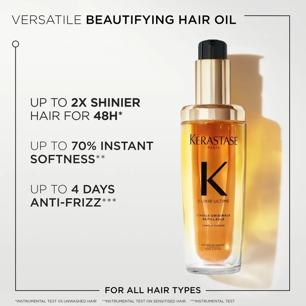 Kerastase Eliksyras Ultime L'Huile Original daugiafunkcis aliejus visų tipų plaukams, 75 ml