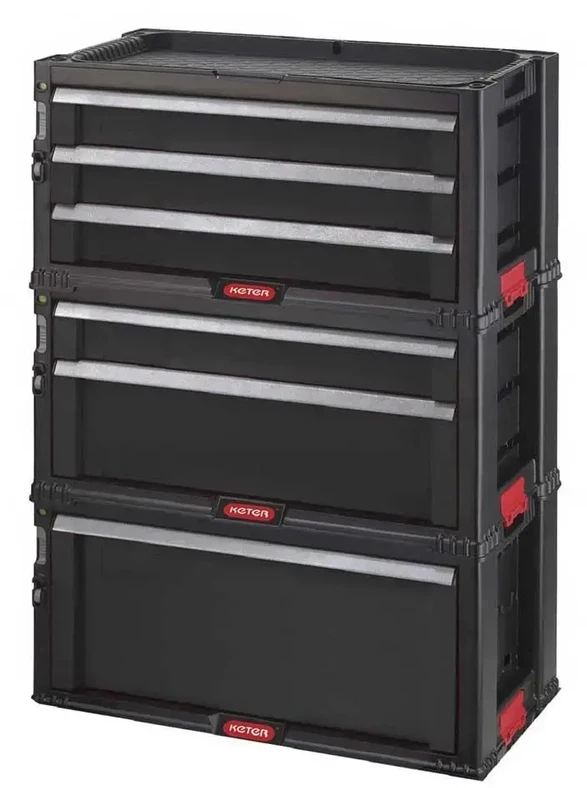 Keter Diy Įrankių dėžė su 6 stalčiais ant ratukų Stalčių įrankių dėžės rinkinys 56,2x28,9x74,2cm