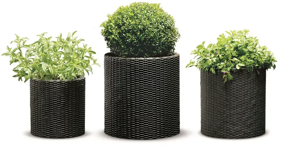 Keter CYLINDER S+M+L vazonų komplektas - Ruda