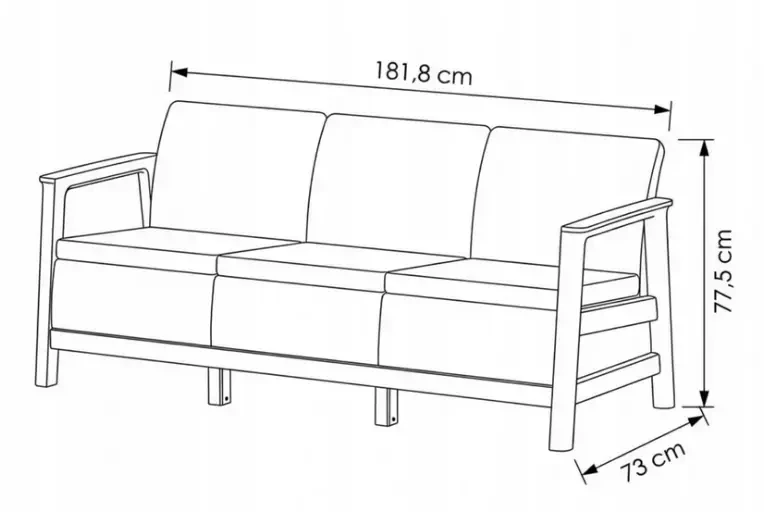 Keter sodo sofa, trijų vietų, Scandi Linea, šviesi pilka/tamsaus plieno pilka