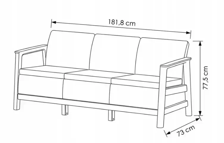 Keter Garden sofa trivietė Scandi Linea 3 Vieta Sofa akmenukas pilka/šviesiai smėlio spalvos