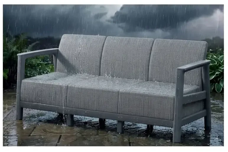Keter sodo sofa, trijų vietų, Scandi Linea, šviesi pilka/tamsaus plieno pilka