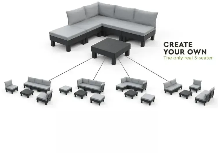 Keter Dvivietė sodo sofa „Elements“, pilka/šviesiai pilka, 8711245158037