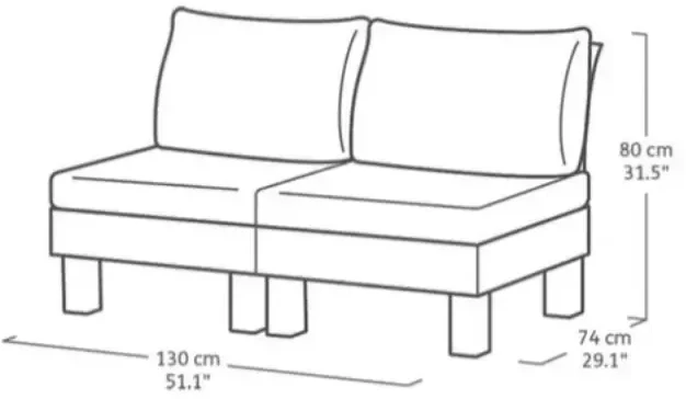 Keter Dvivietė sodo sofa „Elements“, pilka/šviesiai pilka, 8711245158037