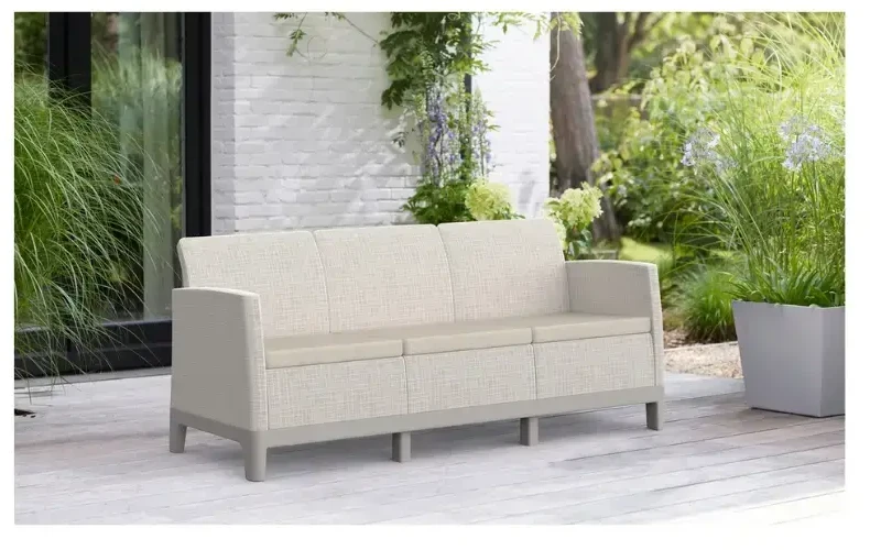 Keter sodo sofa, dviejų vietų, Scandi Form, trijų vietų, akmenukų pilka/šviesiai smėlio spalvos