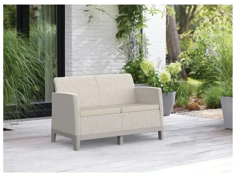 Keter sodo sofa dvivietė Scandi Form dvivietė sofa akmenukų pilka/šviesiai smėlio spalvos