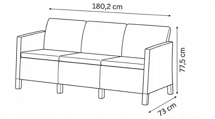 Keter Garden sofa two-seater Scandi Form 3 Seater Sofa light pilka/dark steel pilka