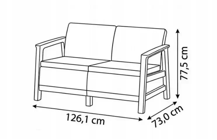 Keter sodo sofa dvivietė Scandi Linea dvivietė sofa akmenukų pilka/šviesiai smėlio spalvos