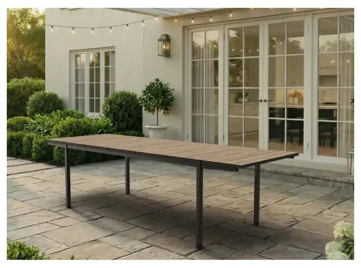 Keter sodo stalas, išskleidžiamas, Deco Porto Nova, išskleidžiamas, 200–280 cm, uosio medienos atspalvis/juodas