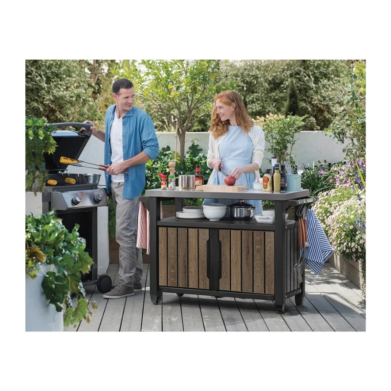 Keter Grilio stalas Deco Unity XL 207L riešutmedžio spalvos