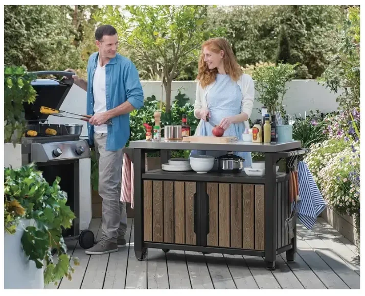 Keter Grilis stalas Deco Unity XL 207L riešutmedžio spalvos