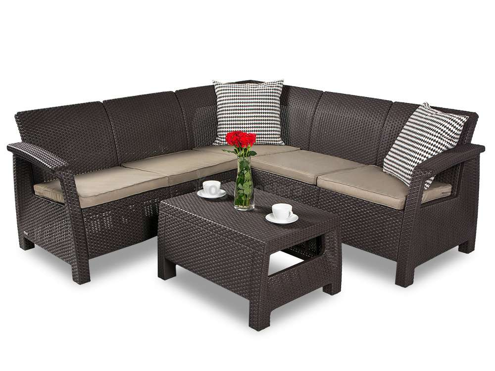 Lauko baldų komplektas Keter Corfu Relax Set dārza mēbeļu komplekts brūns 29202123599