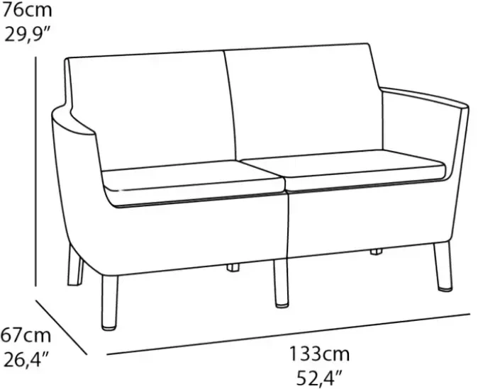 Keter Salemo 2 Seater Sofa ruda