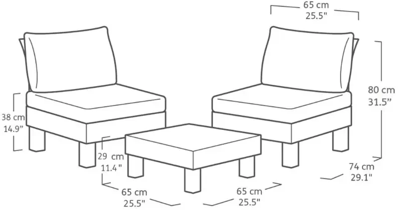 Lauko baldų komplektas Keter Sodo baldų komplektas Elements Balcony Set pilka/light pilka