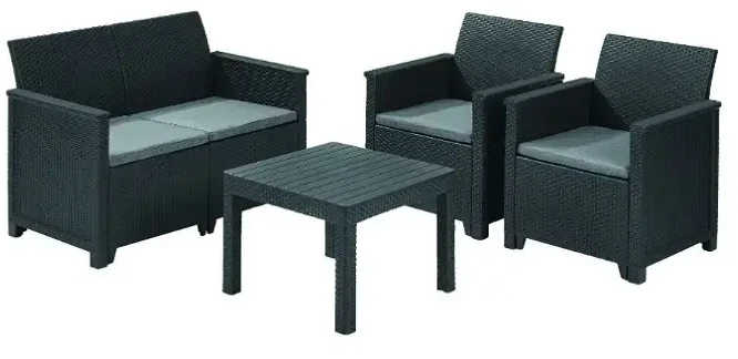Lauko baldų komplektas Keter Allibert ELODIE SET WITH CLASSIC TABLE grafit-šviesiai pilka