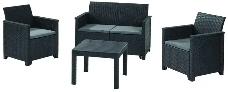 Lauko baldų komplektas Keter Allibert ELODIE SET WITH CLASSIC TABLE grafit-šviesiai pilka