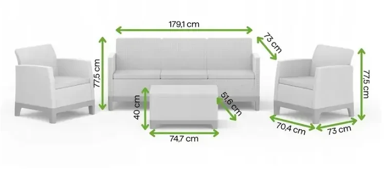 Keter Sodo baldų komplektas Scandi Forma 3 Seater Set light pilkas/dark steel pilkas