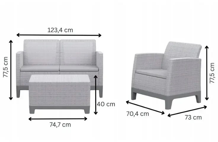 Keter Sodo baldų komplektas Scandi Forma 2 Seater Set light pilkas/dark steel pilkas