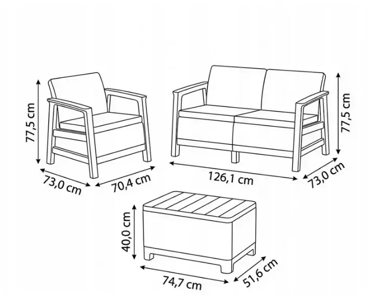 Keter Sodo baldų komplektas Scandi Linea 2 Seater Set pebble pilkas/light beige