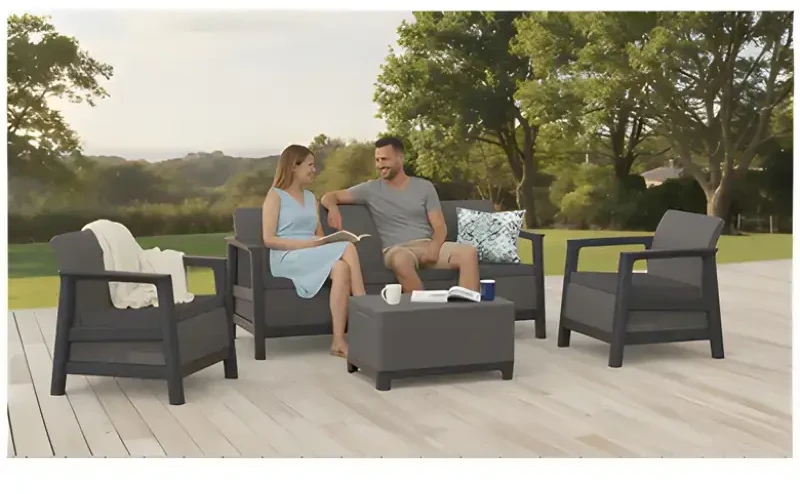 Lauko baldų komplektas Keter Sodo baldų komplektas Scandi Linea 3 Seater Set pilkas
