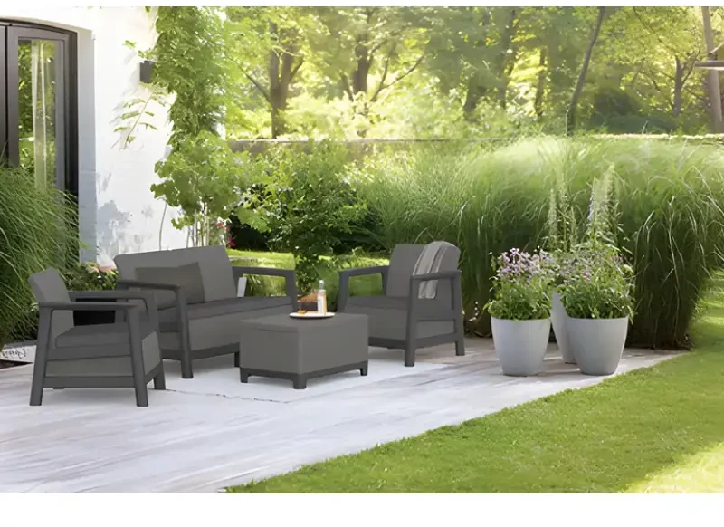 Lauko baldų komplektas Keter Sodo baldų komplektas Scandi Linea 2 Seater Set pilkas