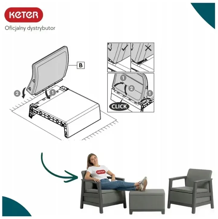 Keter Sodo baldų komplektas Scandi Linea Balcony Set pilka