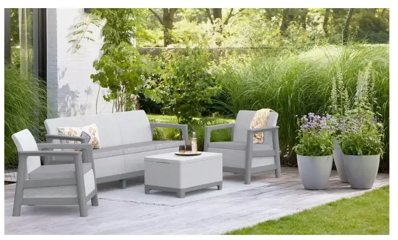 Keter Sodo baldų komplektas Scandi Linea 3 Seater Set light pilkas/dark steel pilkas