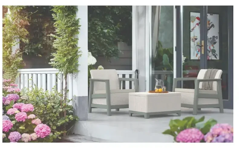 Keter Sodo baldų komplektas Scandi Linea Balcony Set pebble pilkas/sage žalias stone tone