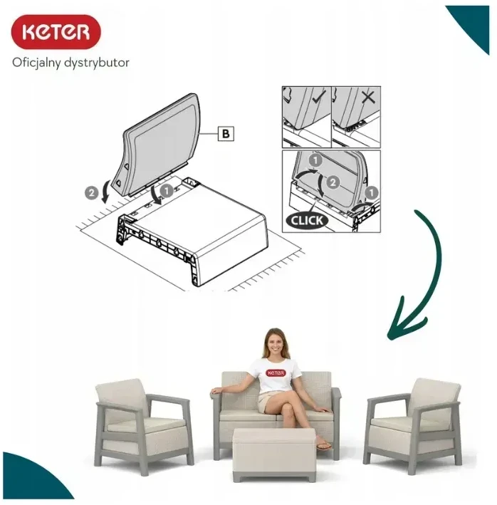 Keter Sodo baldų komplektas Scandi Linea 2 Seater Set pebble pilkas/light beige