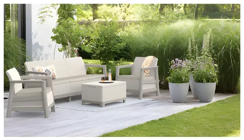 Keter Sodo baldų komplektas Scandi Linea 3 Seater Set pebble pilkas/light beige