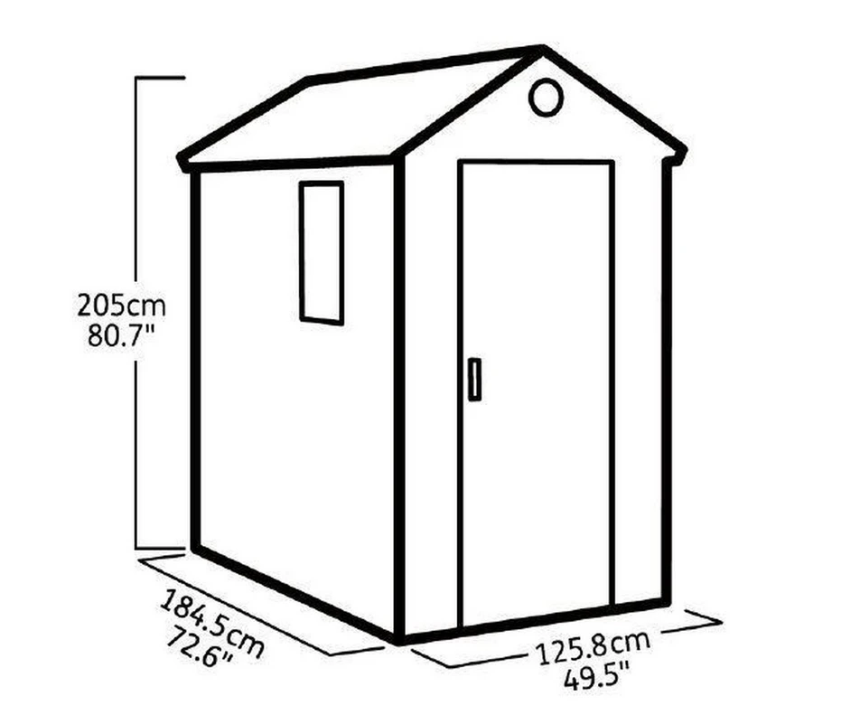 Keter sodo namelis sandėliukas DARWIN 4x6 Pilkas 125,8 x 184,5 x 205 cm