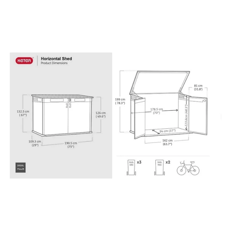 Keter Sodo namelis „Deco Horizontal Shed“, riešuto spalvos