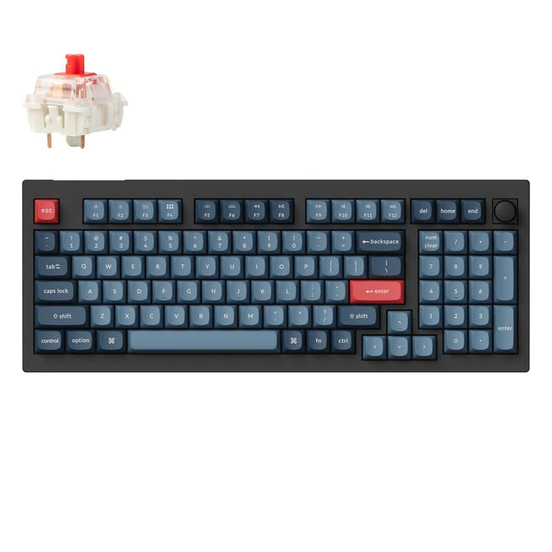 Keychron V5 Max QMK/VIA RGB Knob Raudona Switch Belaidė mechaninė klaviatūra (juodas)