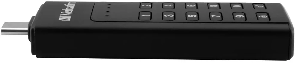 Kietasis diskas Išorinis diskas Verbatim klaviatūra Secure USB-C 3.2 Gen 1 128GB juodos spalvos 49432