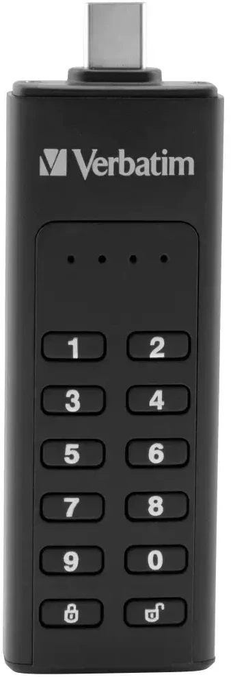 Kietasis diskas Išorinis diskas Verbatim klaviatūra Secure USB-C 3.2 Gen 1 128GB juodos spalvos 49432