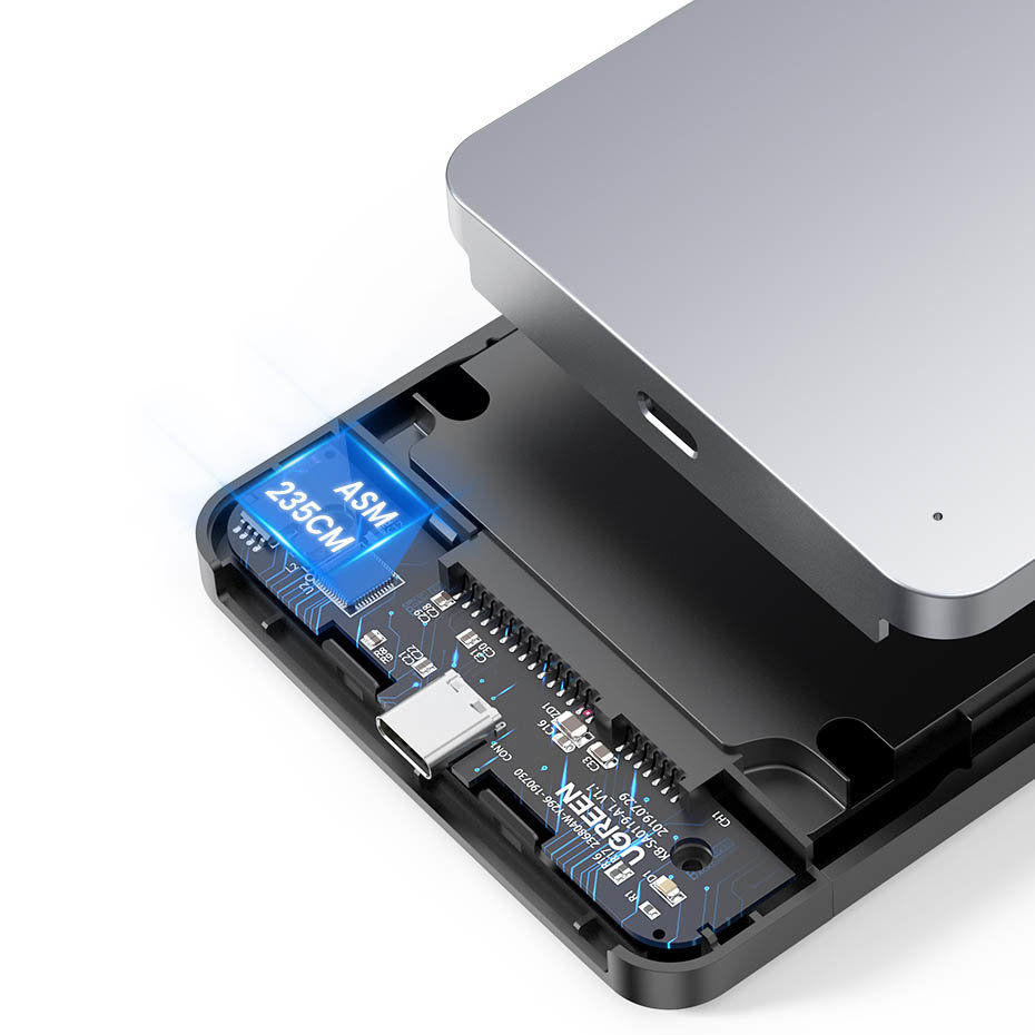 Ugreen CM300 70498 skyrius 2,5'' SATA 3.0 6Gbps kietasis diskas - pilka + USB-C - USB-A laidas 0,5 m