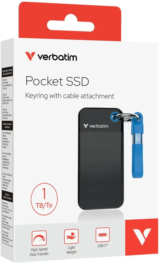 Kietasis diskas Verbatim Pocket SSD USB 3.2 Gen 2 1TB Juodas/Mėlyna