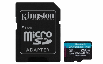 Atminties kortelė „Kingston“ 256 GB „Micro SDXC Canvas Go Plus 170R A2 U3 V30“ kortelė su ADP