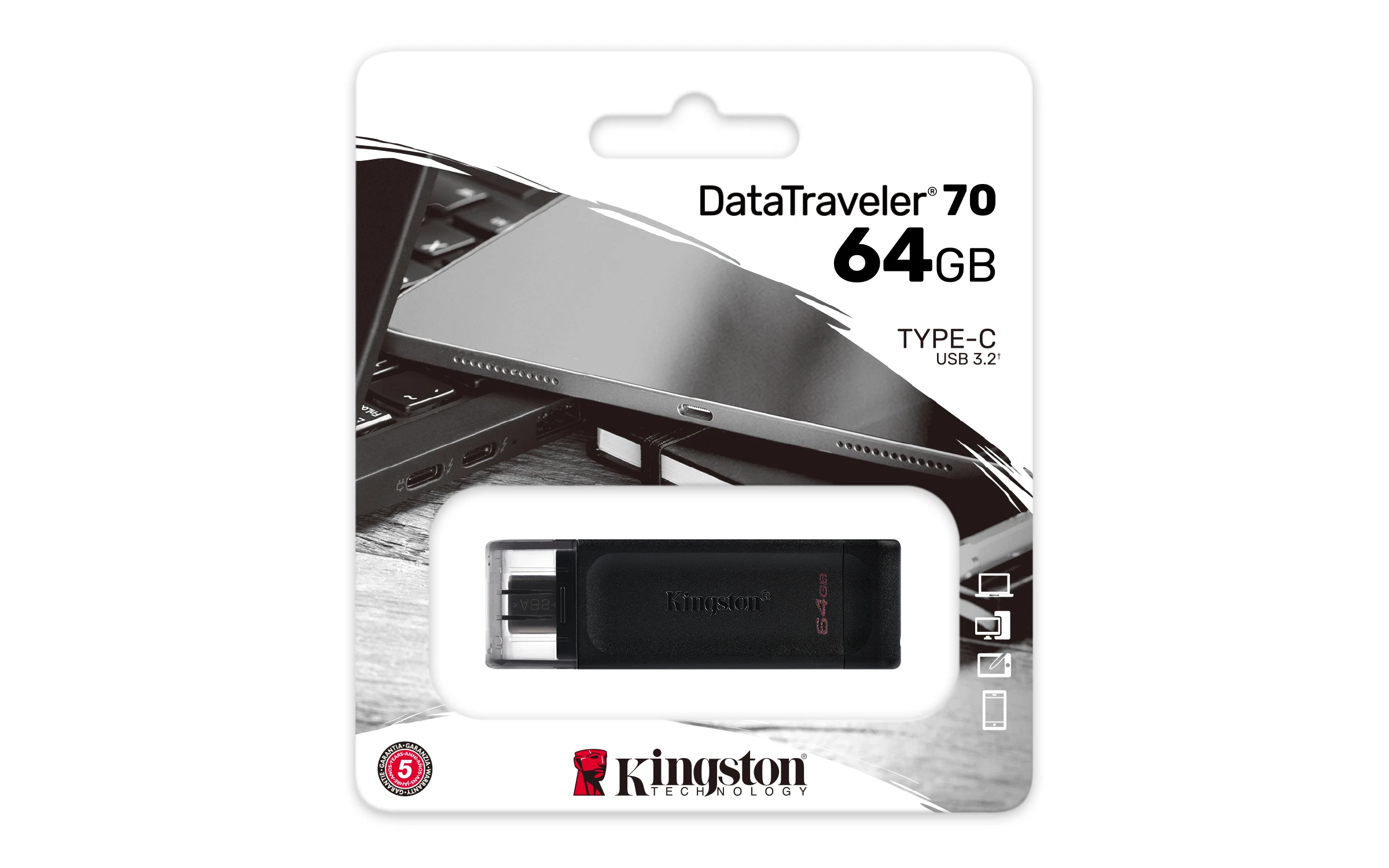 Kingston 64GB USB-C 3.2 Gen 1 DataTraveler 70